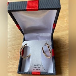 1/10 ct tw Diamond 14k gold over silver earrings